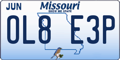 MO license plate OL8E3P