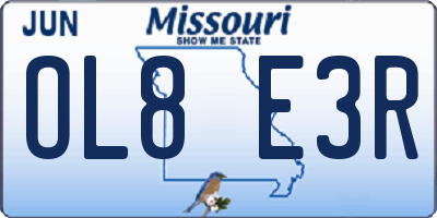 MO license plate OL8E3R