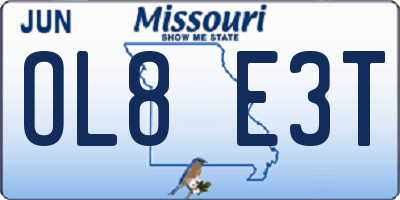 MO license plate OL8E3T
