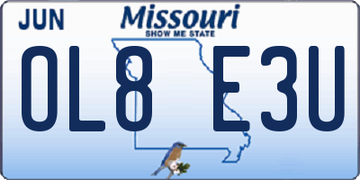 MO license plate OL8E3U