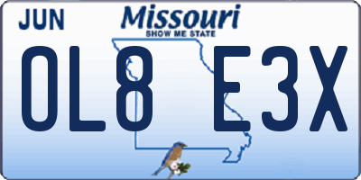 MO license plate OL8E3X