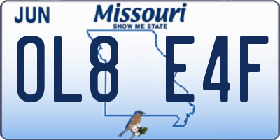 MO license plate OL8E4F