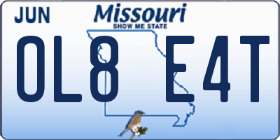 MO license plate OL8E4T