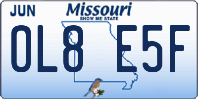 MO license plate OL8E5F