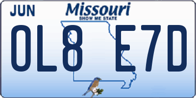 MO license plate OL8E7D