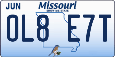 MO license plate OL8E7T