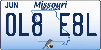 MO license plate OL8E8L