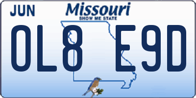 MO license plate OL8E9D