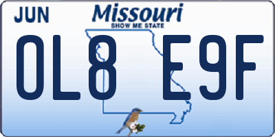 MO license plate OL8E9F