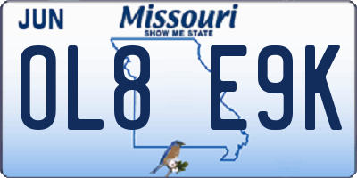 MO license plate OL8E9K