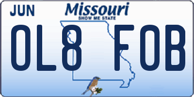 MO license plate OL8F0B