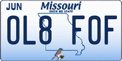 MO license plate OL8F0F