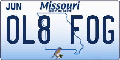 MO license plate OL8F0G