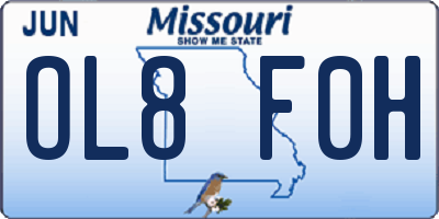 MO license plate OL8F0H