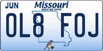 MO license plate OL8F0J