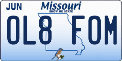 MO license plate OL8F0M