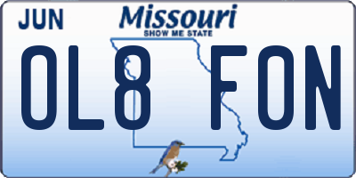 MO license plate OL8F0N