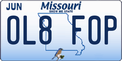 MO license plate OL8F0P