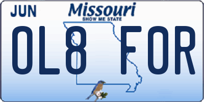 MO license plate OL8F0R