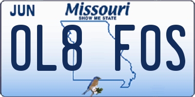 MO license plate OL8F0S