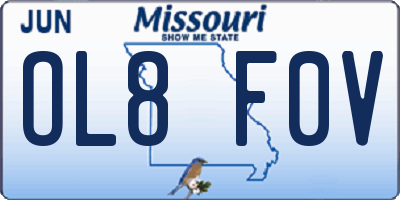 MO license plate OL8F0V