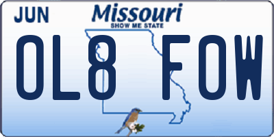 MO license plate OL8F0W