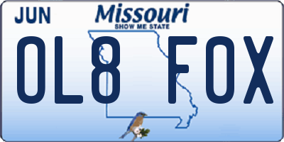 MO license plate OL8F0X