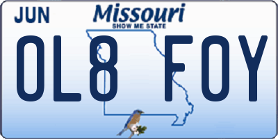 MO license plate OL8F0Y