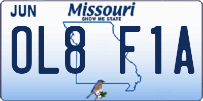MO license plate OL8F1A