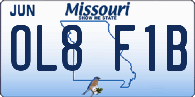 MO license plate OL8F1B