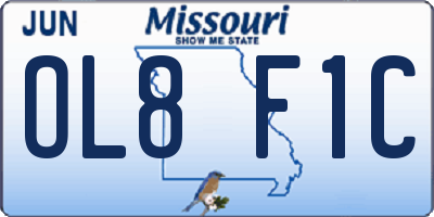 MO license plate OL8F1C