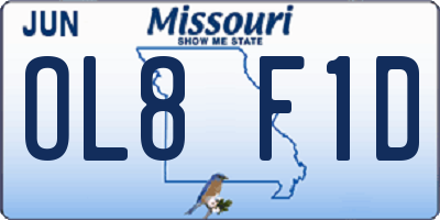MO license plate OL8F1D