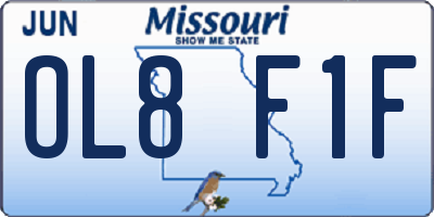 MO license plate OL8F1F