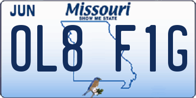 MO license plate OL8F1G