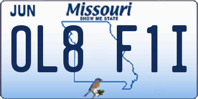 MO license plate OL8F1I