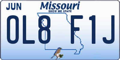 MO license plate OL8F1J
