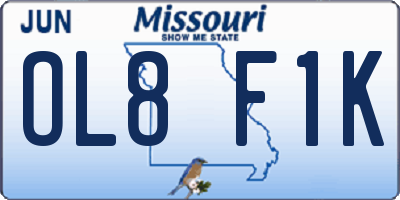 MO license plate OL8F1K