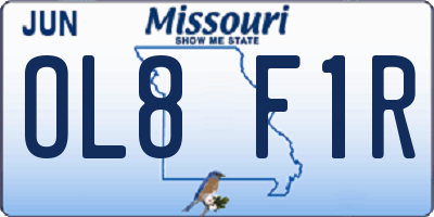 MO license plate OL8F1R