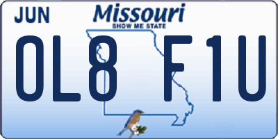 MO license plate OL8F1U