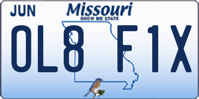 MO license plate OL8F1X