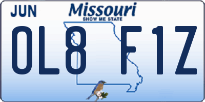MO license plate OL8F1Z