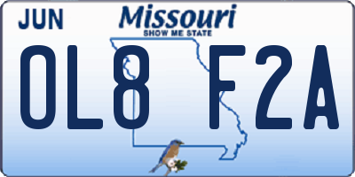 MO license plate OL8F2A