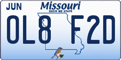 MO license plate OL8F2D