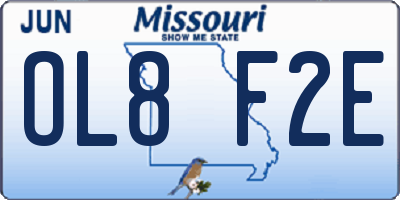 MO license plate OL8F2E