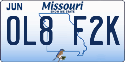 MO license plate OL8F2K