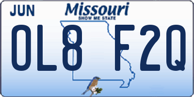 MO license plate OL8F2Q