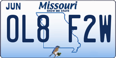 MO license plate OL8F2W