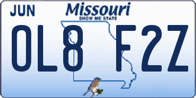 MO license plate OL8F2Z