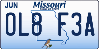MO license plate OL8F3A
