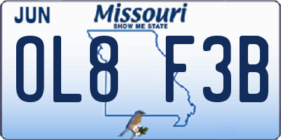 MO license plate OL8F3B